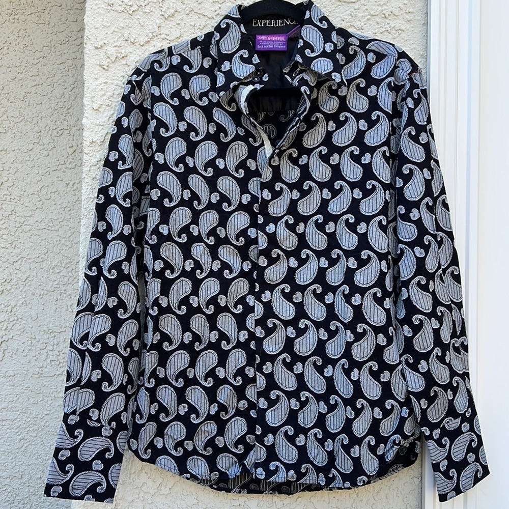 Jimi Hendrix Experience Black Silver Paisley Button up Shirt Men's Size S